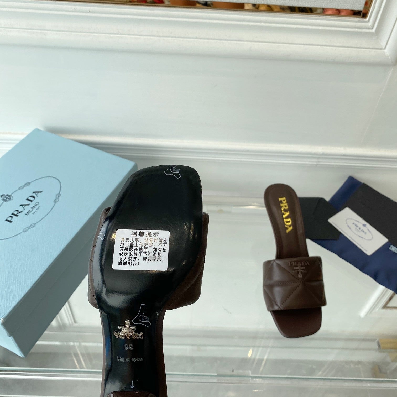 PRA QUILTED HIGH HEELS SANDALS 65 CHOCOLATE LAMBSKIN