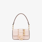 FENDI FENDACE BROOCH MINI 20 BAGUETTE BAG IN LIGHT PINK CALFSKIN