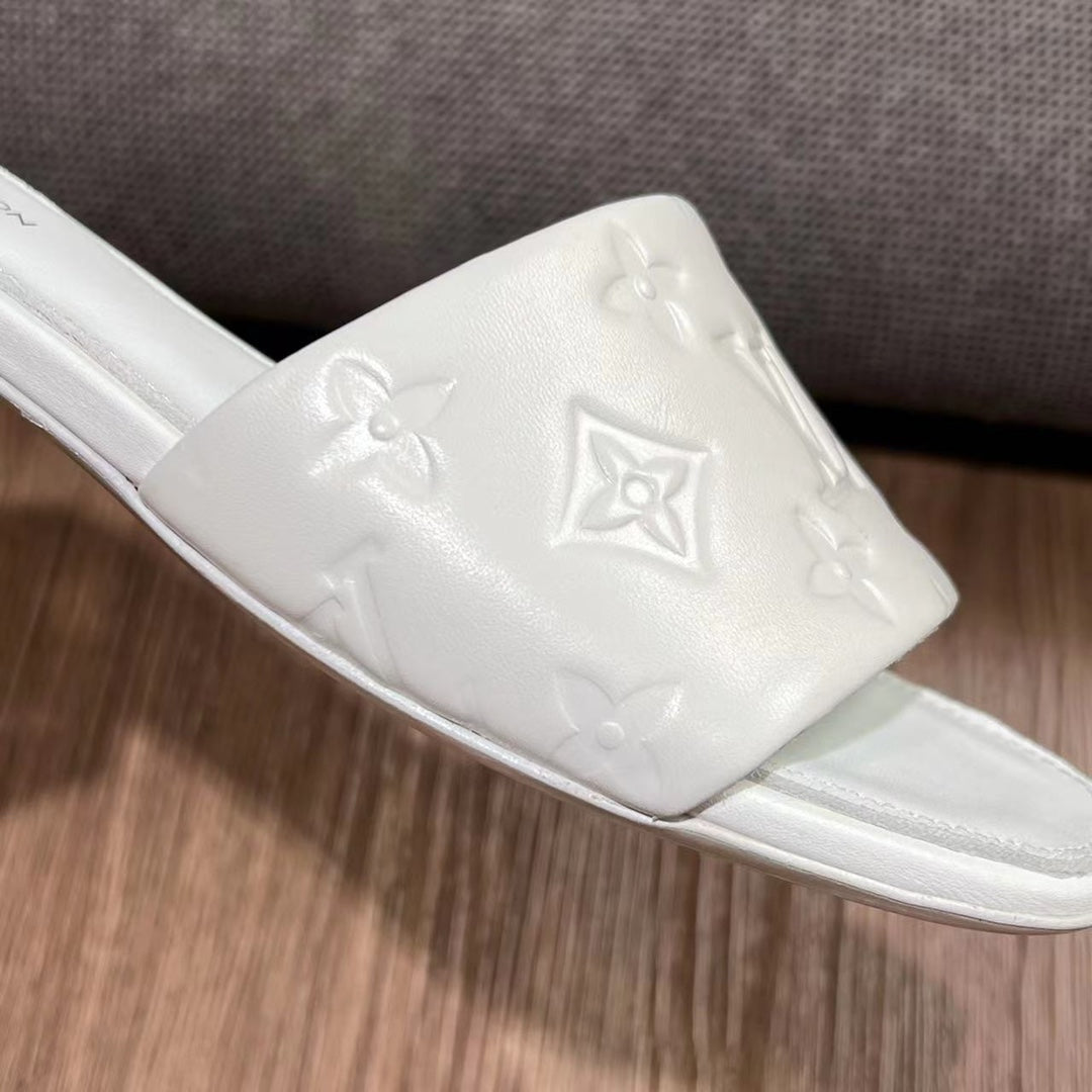 LV Neo Revival Flat Mule 15mm White Cowhide