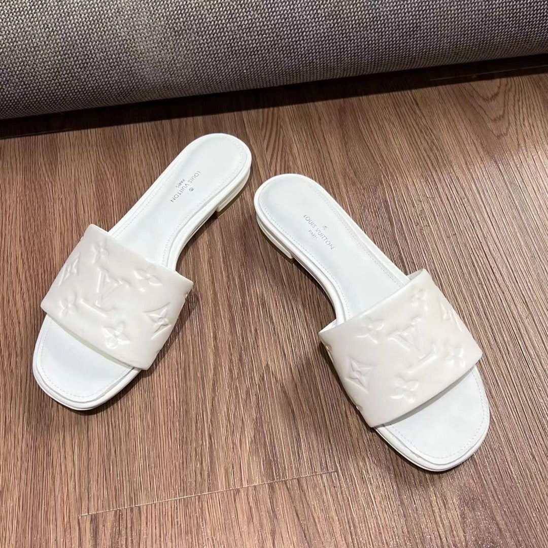 LV Neo Revival Flat Mule 15mm White Cowhide