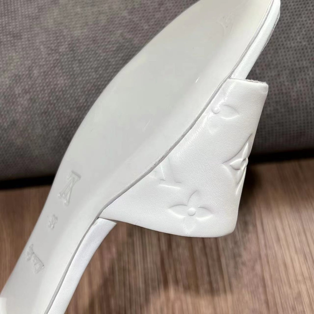 LV Neo Revival Flat Mule 15mm White Cowhide