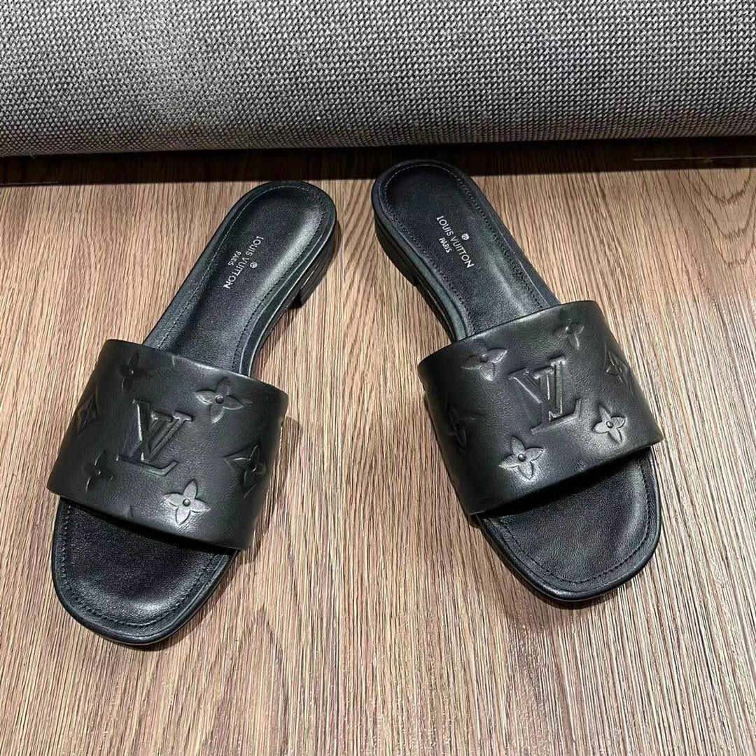 LV Neo Revival Flat Mule 15mm Black Cowhide