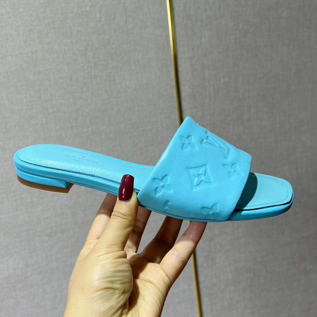 LV Neo Revival Flat Mule 15mm Blue Cowhide