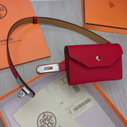 hm kelly belt 18mm with pocket dark red calfskin