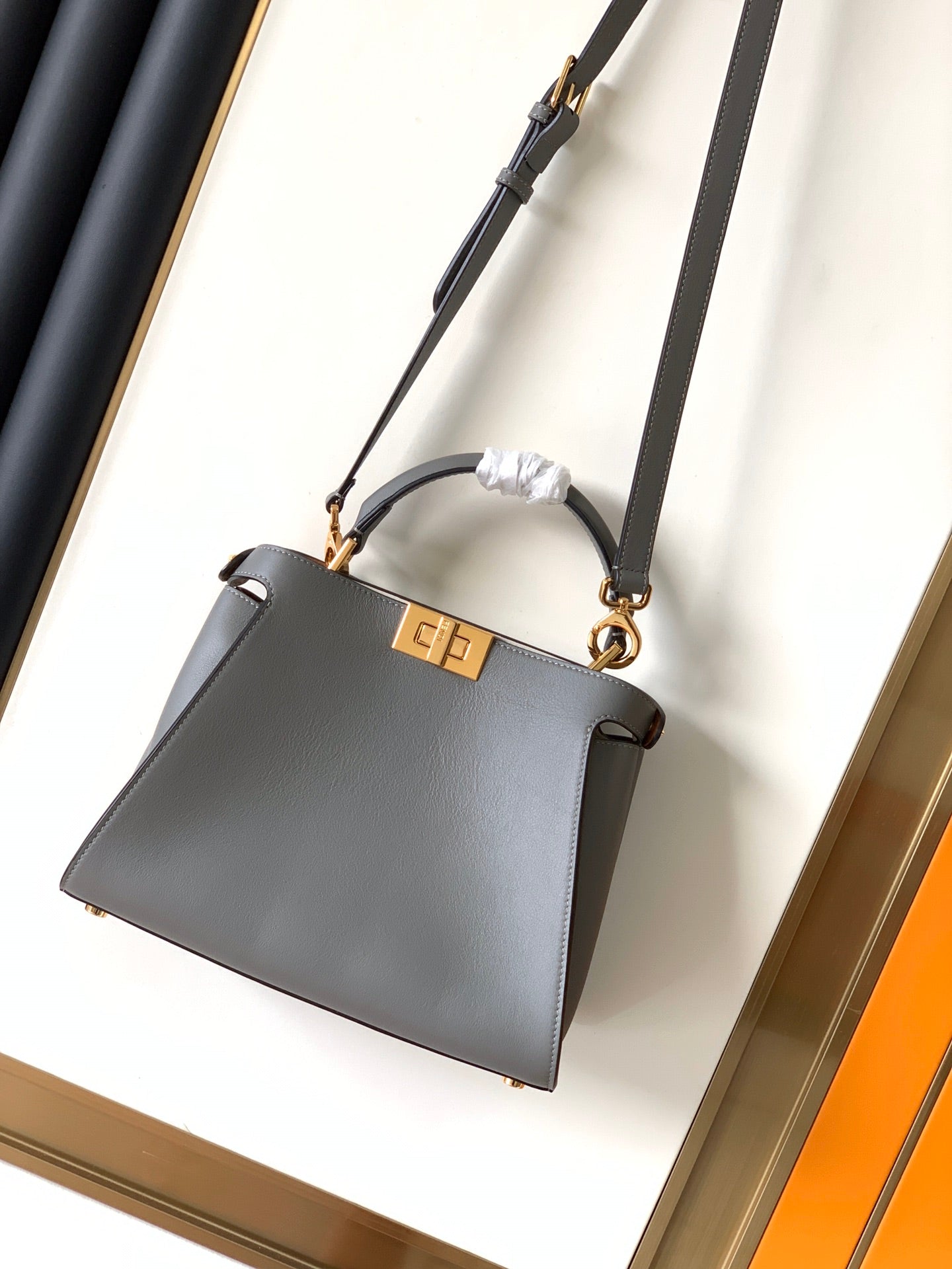 Peekaboo ISeeU Small 27cm Bag grey lambskin gold hardware