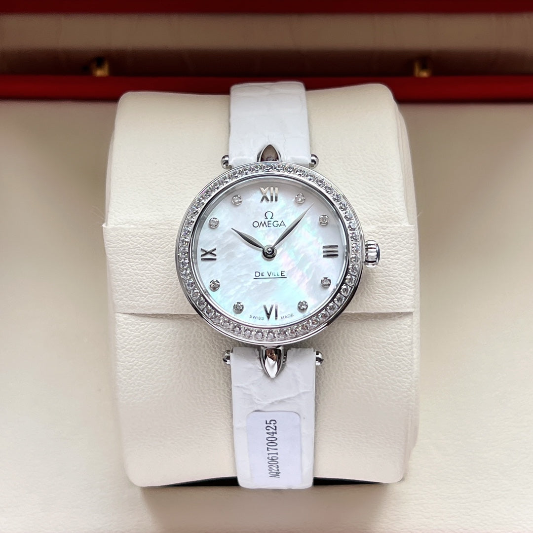 Omega De Ville 27.4mm Silver Mop Pearl Dial