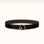 BOUCLE BELT BUCKLE & REVERSIBLE CHOCOLATE BROWN AND BLACK LEATHER STRAP 38MM GOLD HARDWARE