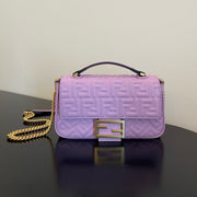 Fend Baguette 24 Bag With FF Motif Lavender Leather Ghw