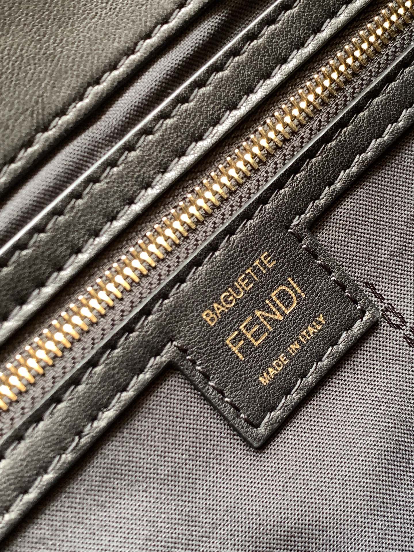 Fend Baguette 27 Bag With FF Motif Black Leather Ghw