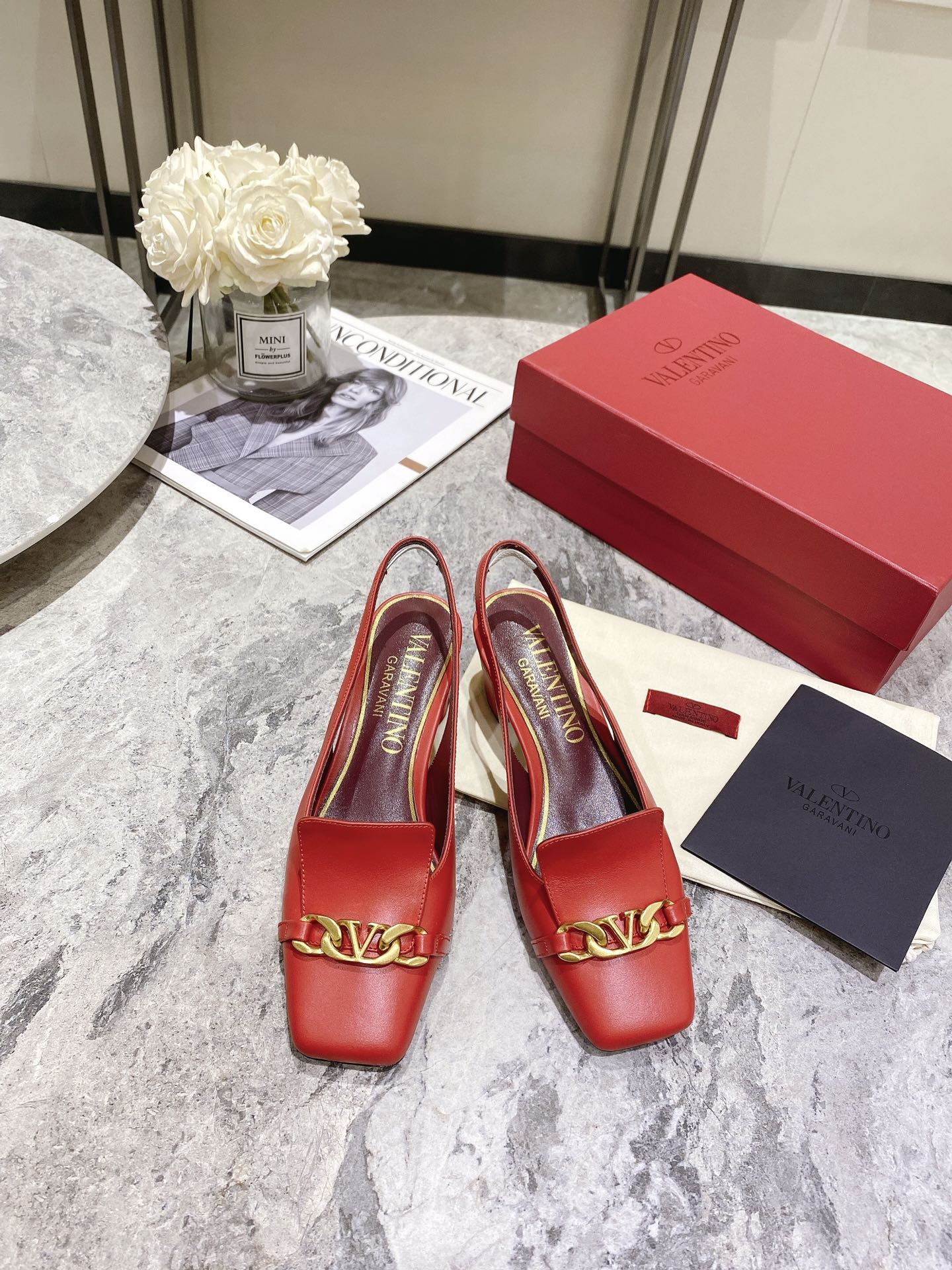 Valentino Slingback Heels Cowhide 239593