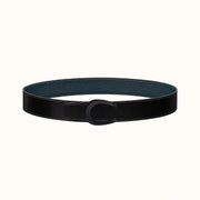 HM LUCK BELT BUCKLE & REVERSIBLE BLACK AND NAVY BLUE LEATHER STRAP 38MM