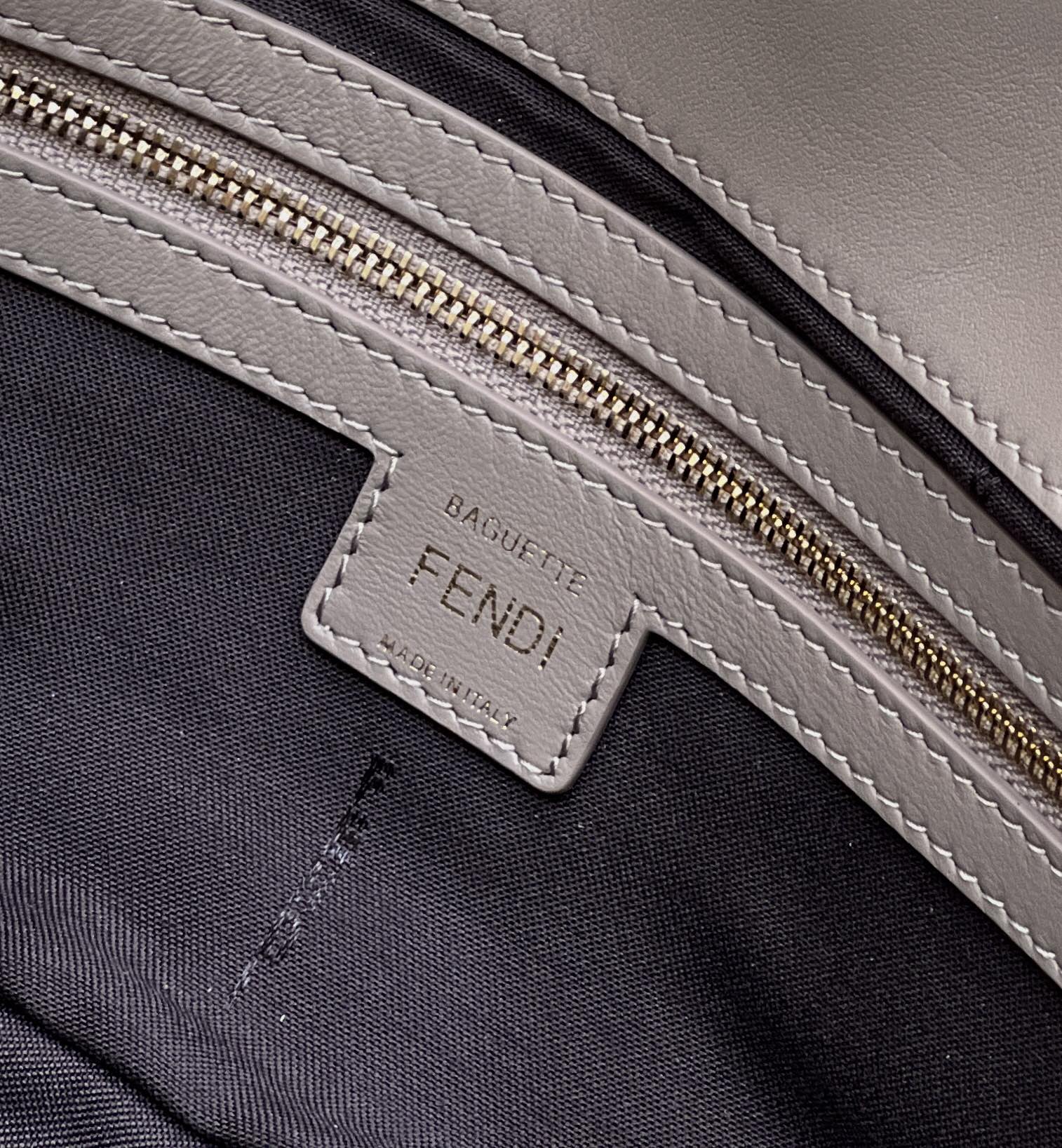 BAGUETTE WITH FF MOTIF 27 IN PINE CONE SOFT LAMBSKIN GOLD HARDWARE