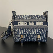 MEDIUM 28 DIORCAMP BAG IN BLUE OBLIQUE EMBROIDERY