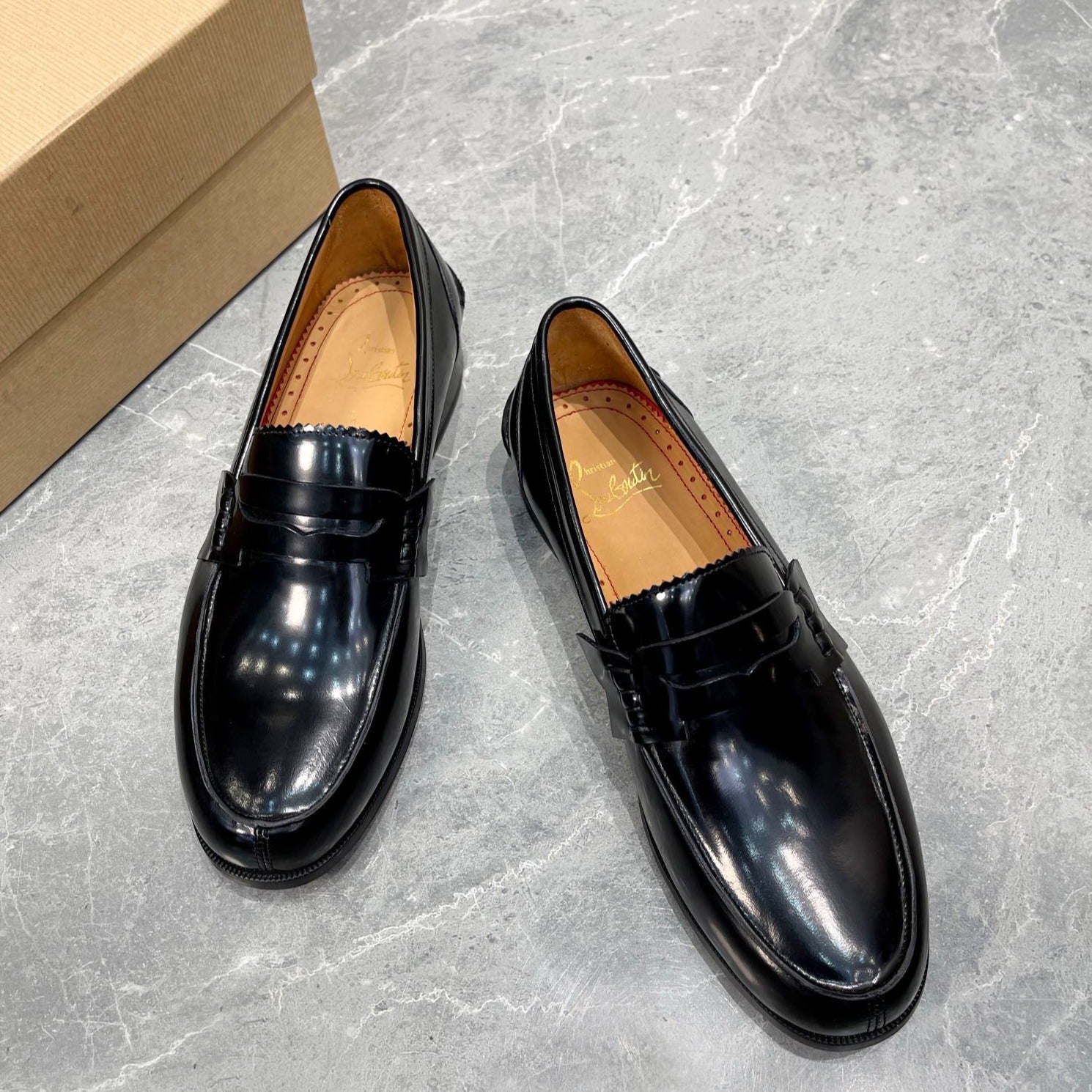 cl mocloon loafer black beige patent calfskin