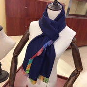 LP Scarf 190 CM In Charcoal Blue Colorful Cashmere 656977