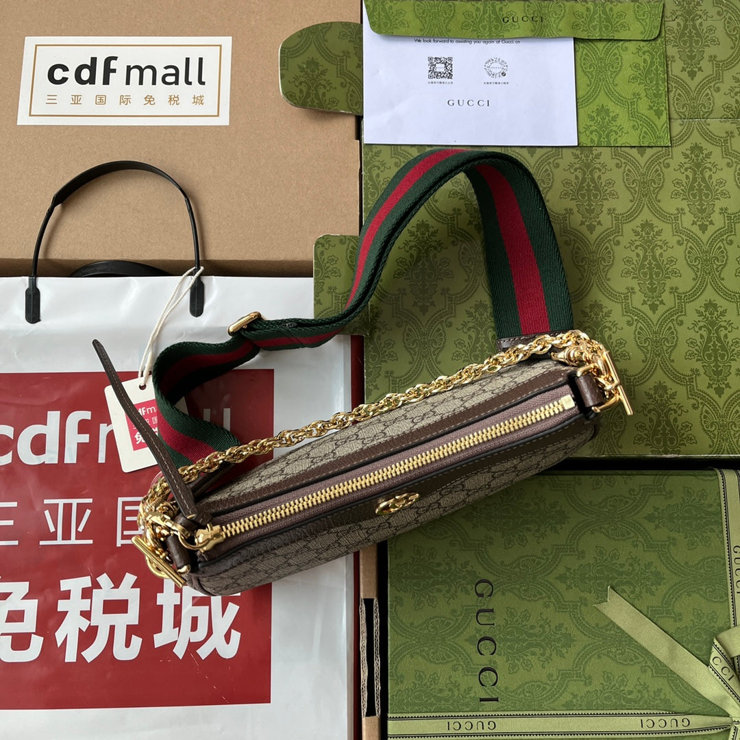 Gucci Ophidia Bag Brown Beige Leather Canvas 239804