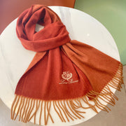 LP Grande Unita Scarf 200 CM In Red Orange Cashmere 705047