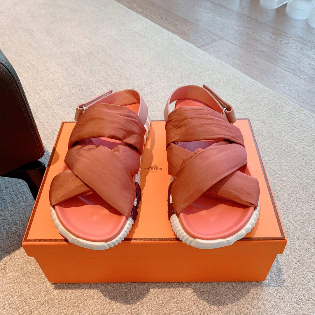 HM ELECTRIC SANDAL FIRE FABRIC AND CALFSKIN
