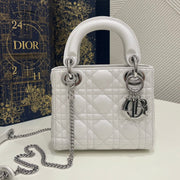 Dior 2026 Lady Bag 17cm White Lambskin With Silver Hardware
