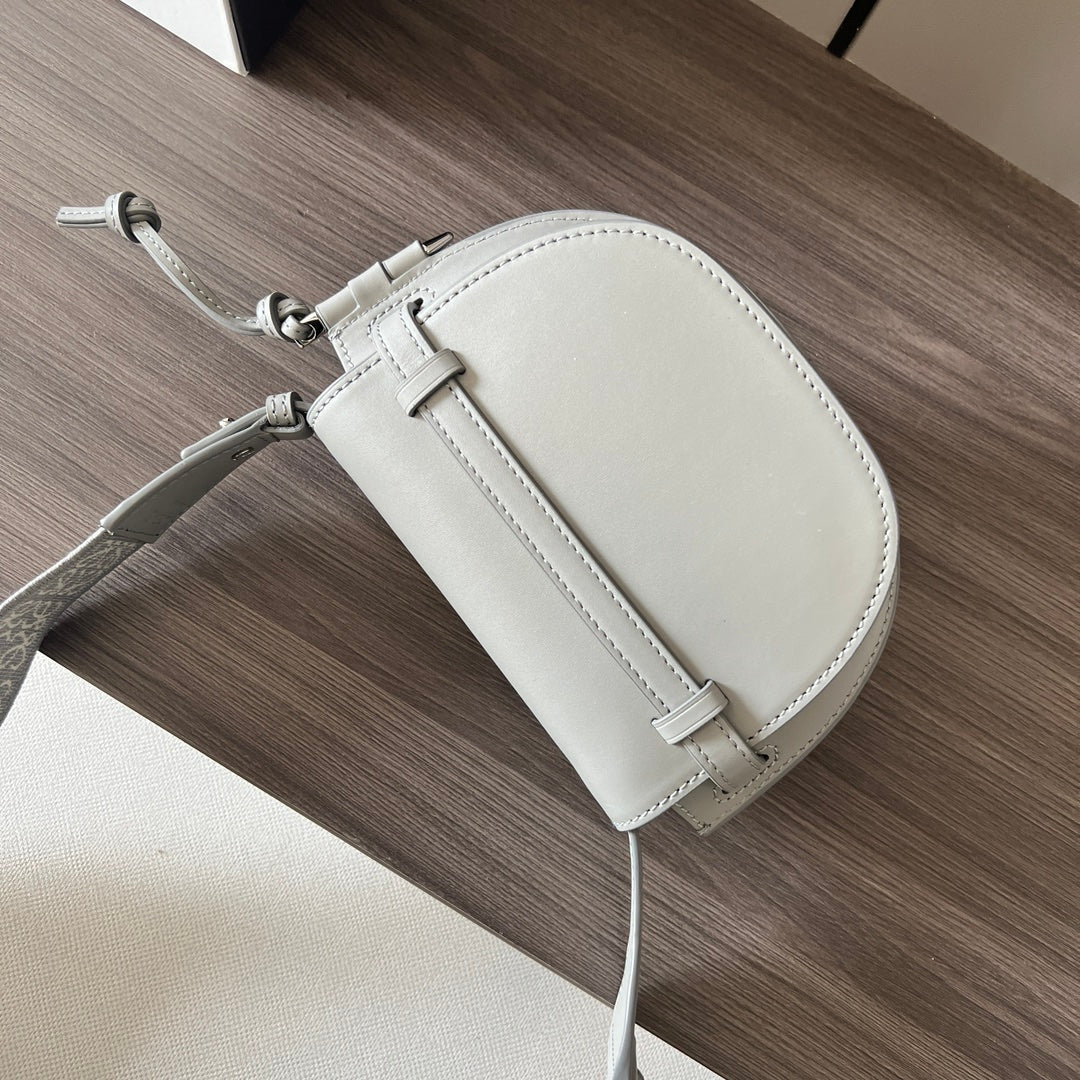 Mini Gate Dual bag in soft calfskin and jacquard grey smooth caflskin