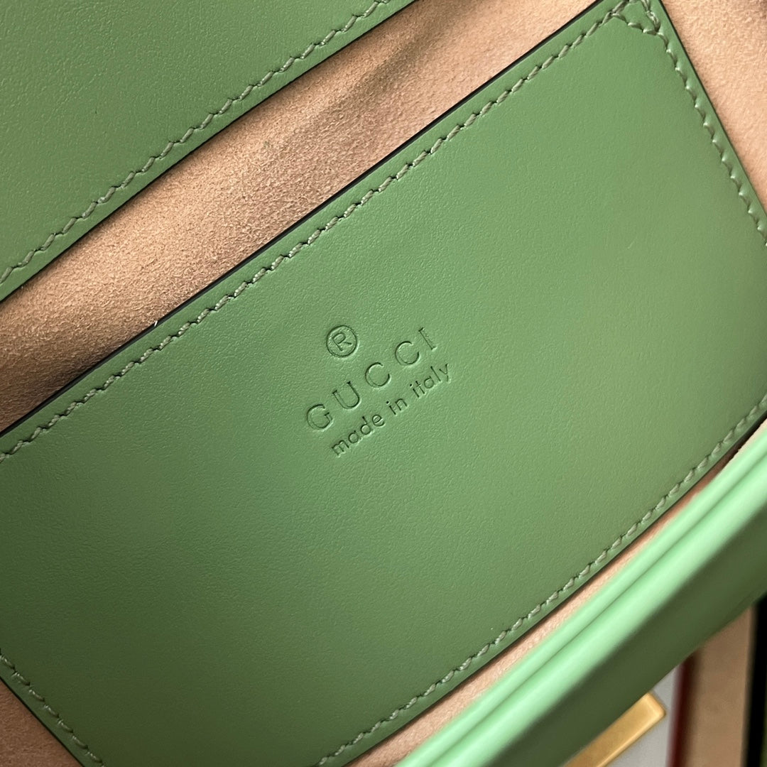 gg marmont mini 18cm green calfskin gold hardware