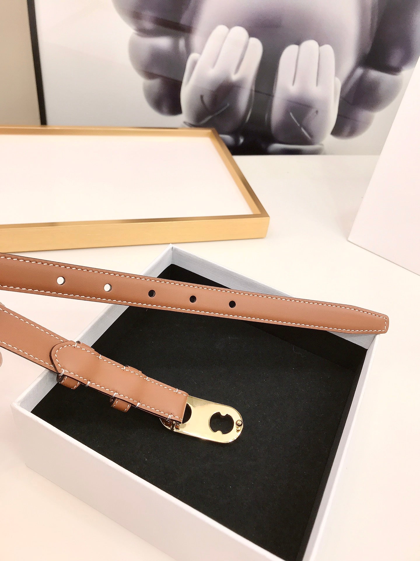 CL Gold 18mm Triomphe Enamel Saddle Brown Cowhide 608385