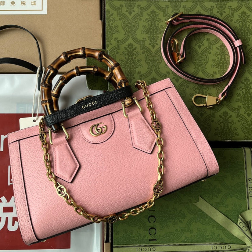 Gucci Diana Bamboo Bag Pink Calfskin 240100