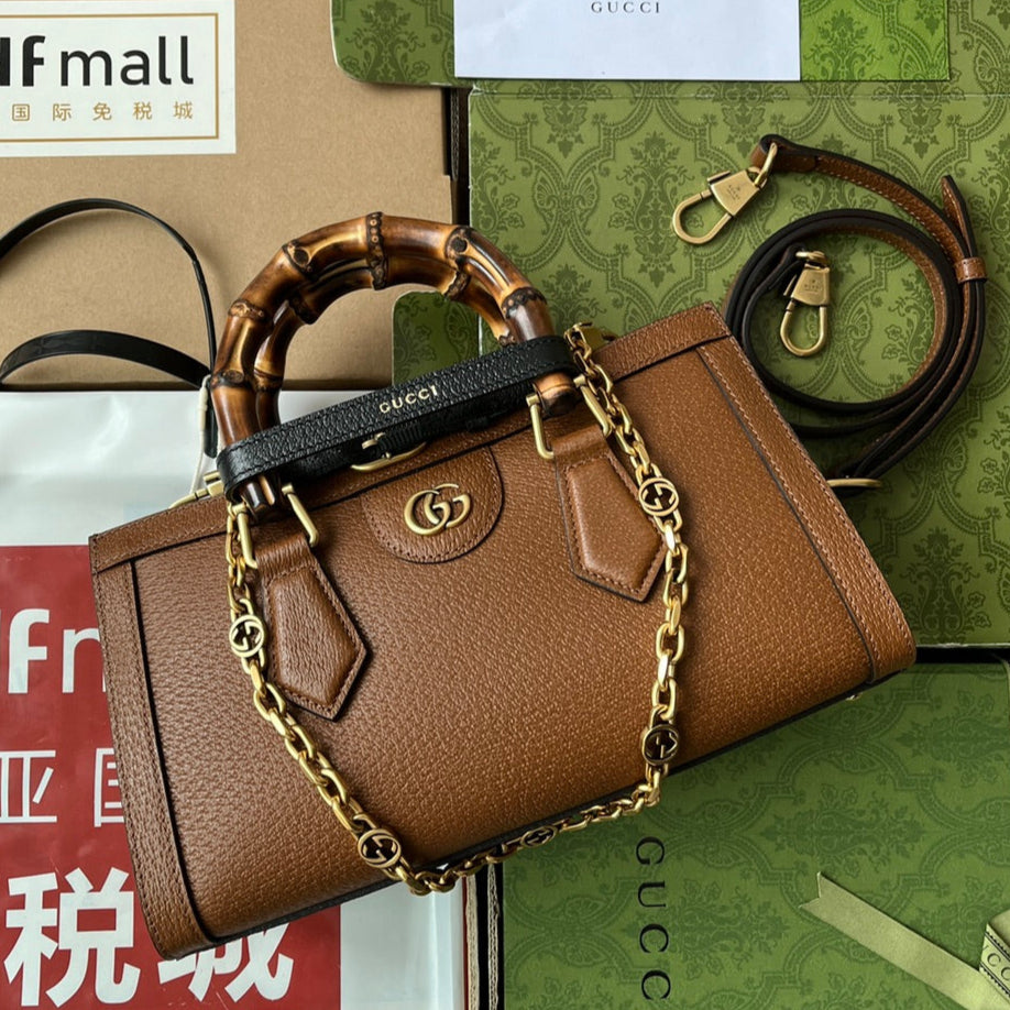 Gucci Diana Bamboo Bag Brown Calfskin 240101