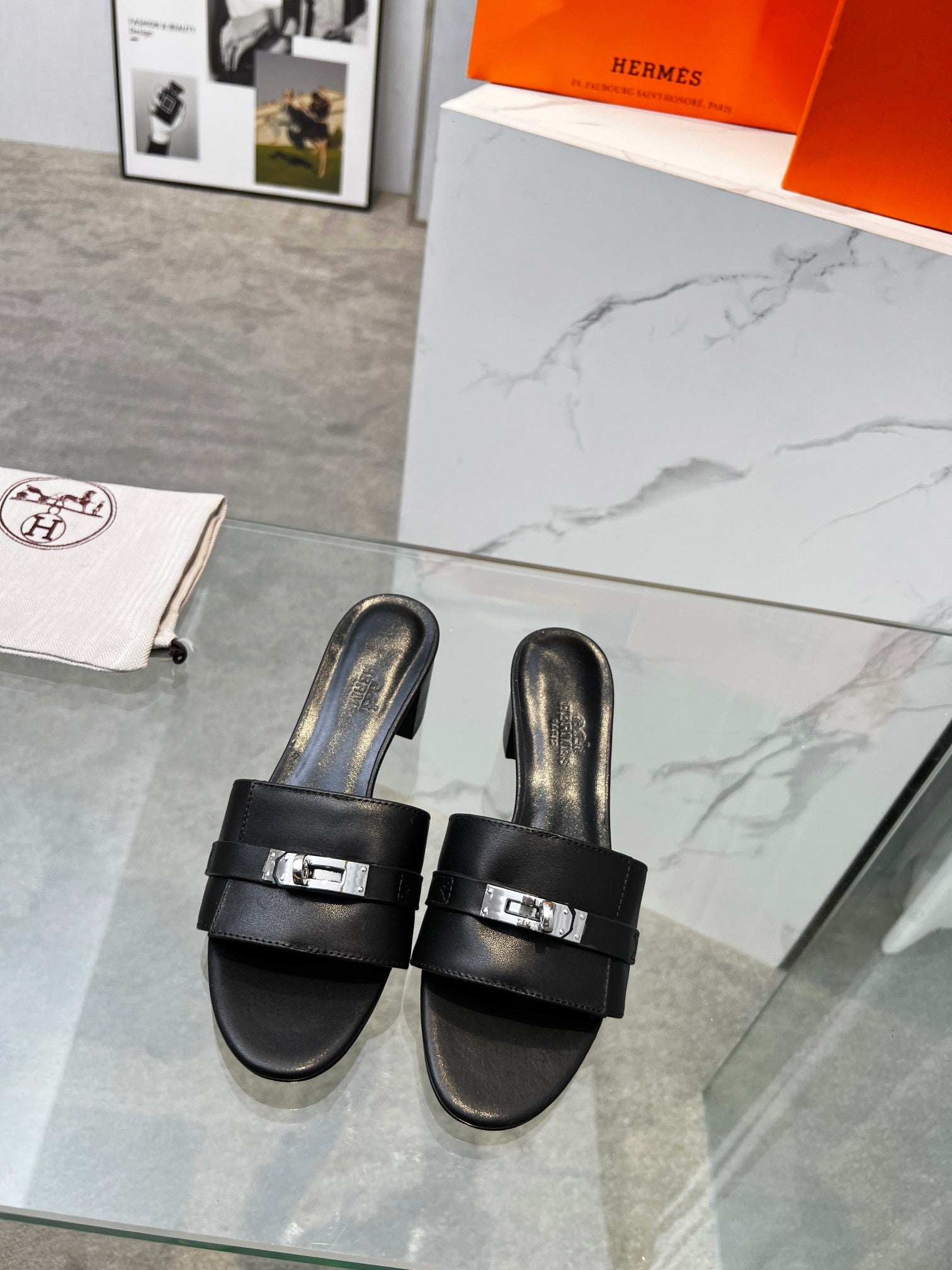 Gigi 50 Sandal Black Calfskin