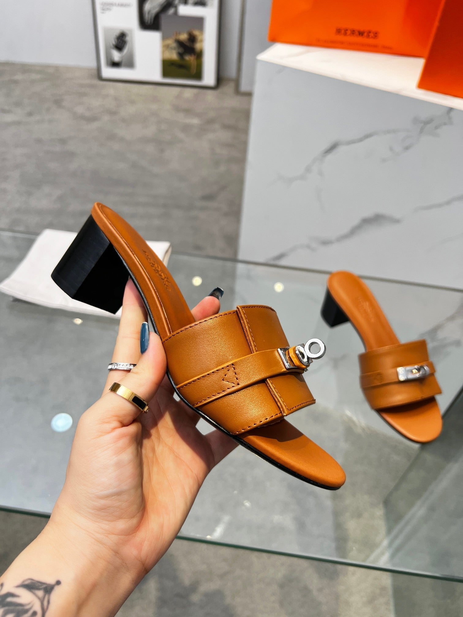 Gigi 50 Sandal Tan Calfskin