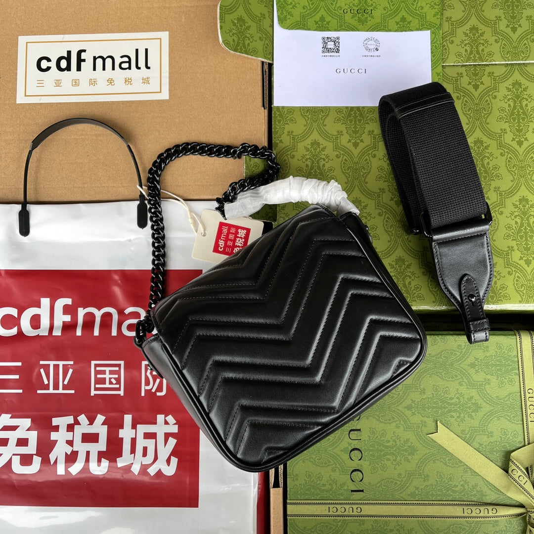 gg marmont mini 18cm all black calfskin