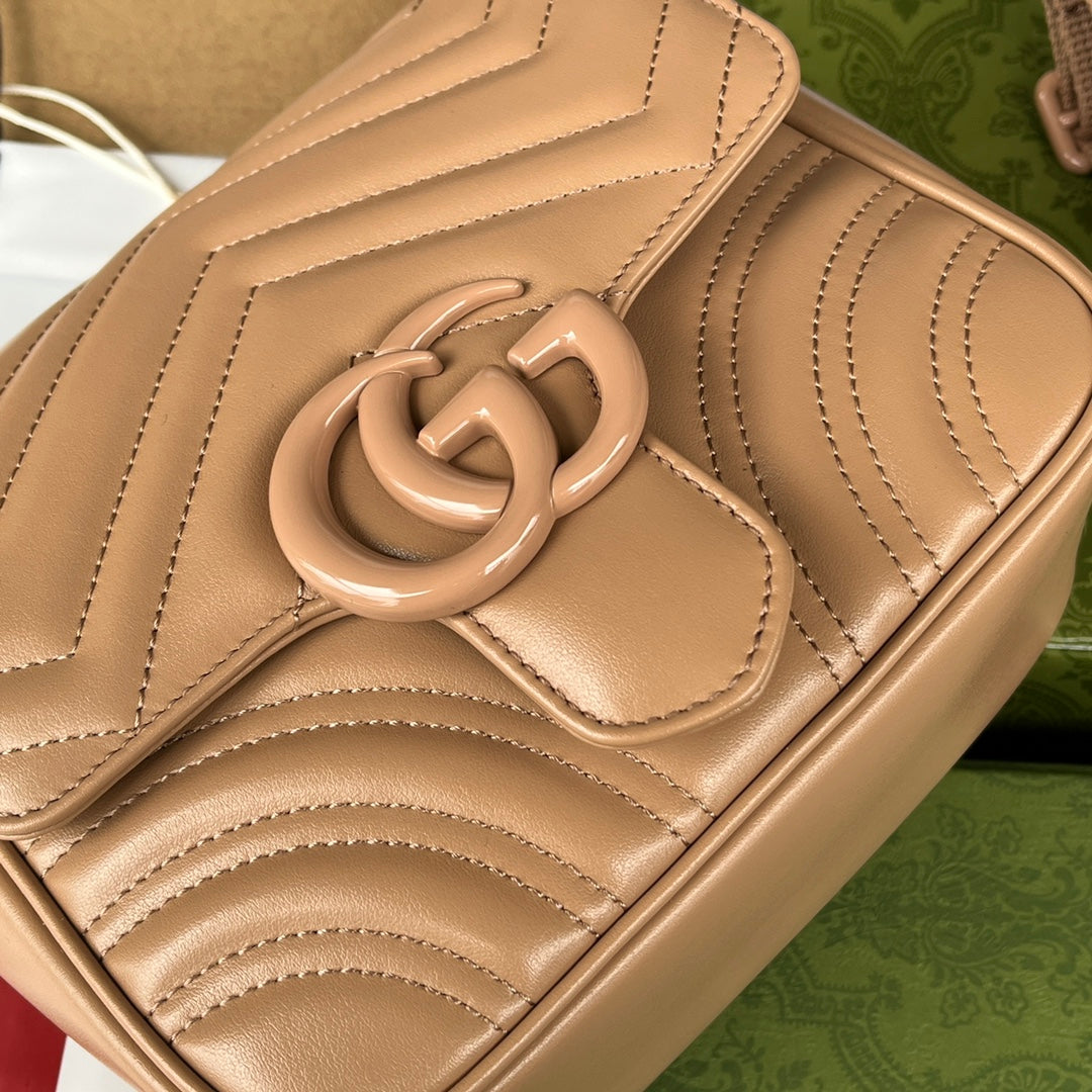 gg marmont mini 18cm all beige calfskin