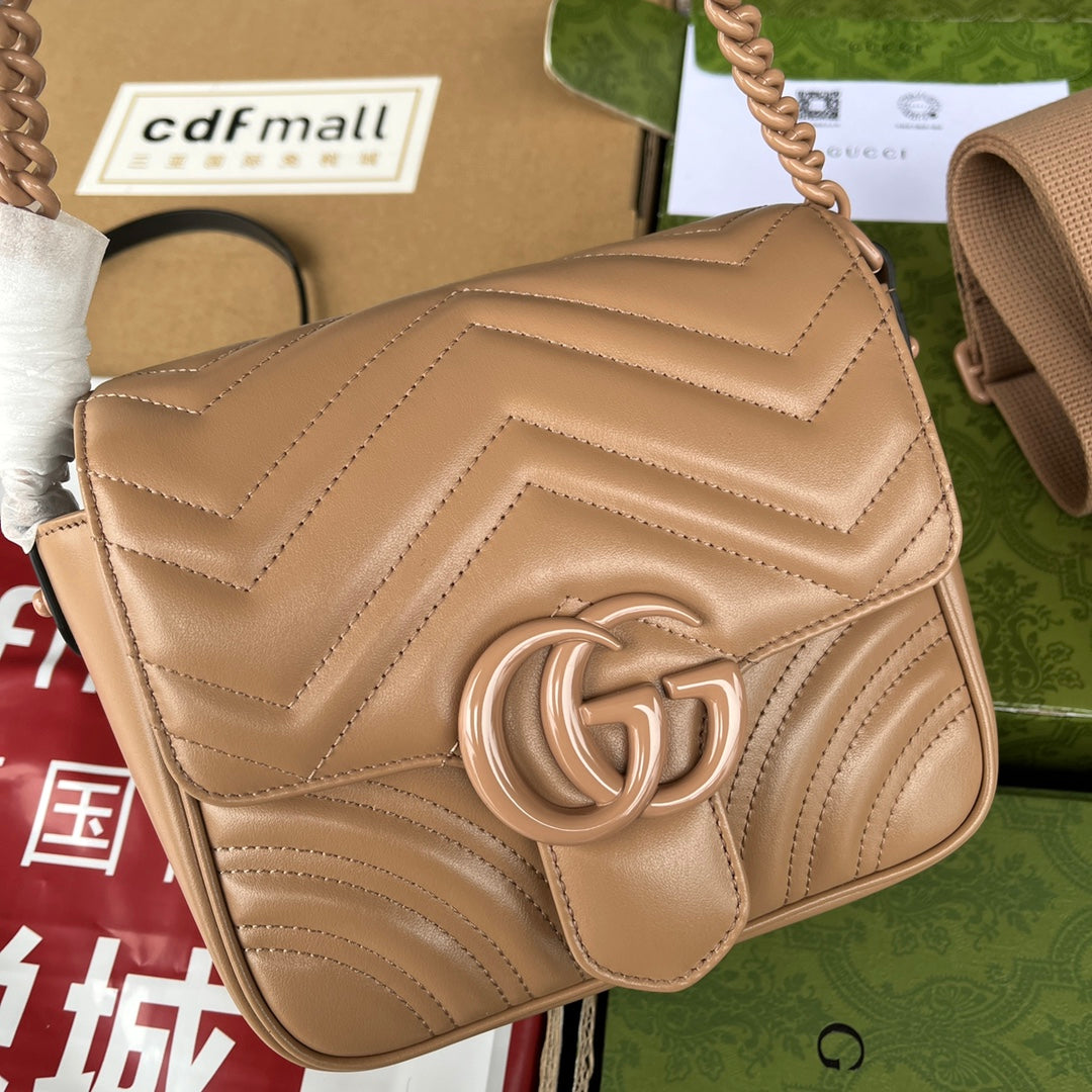 gg marmont mini 18cm all beige calfskin