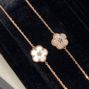VCA Lucky Spring Flower White Mop 1 Diamond Pink Gold Bracelet