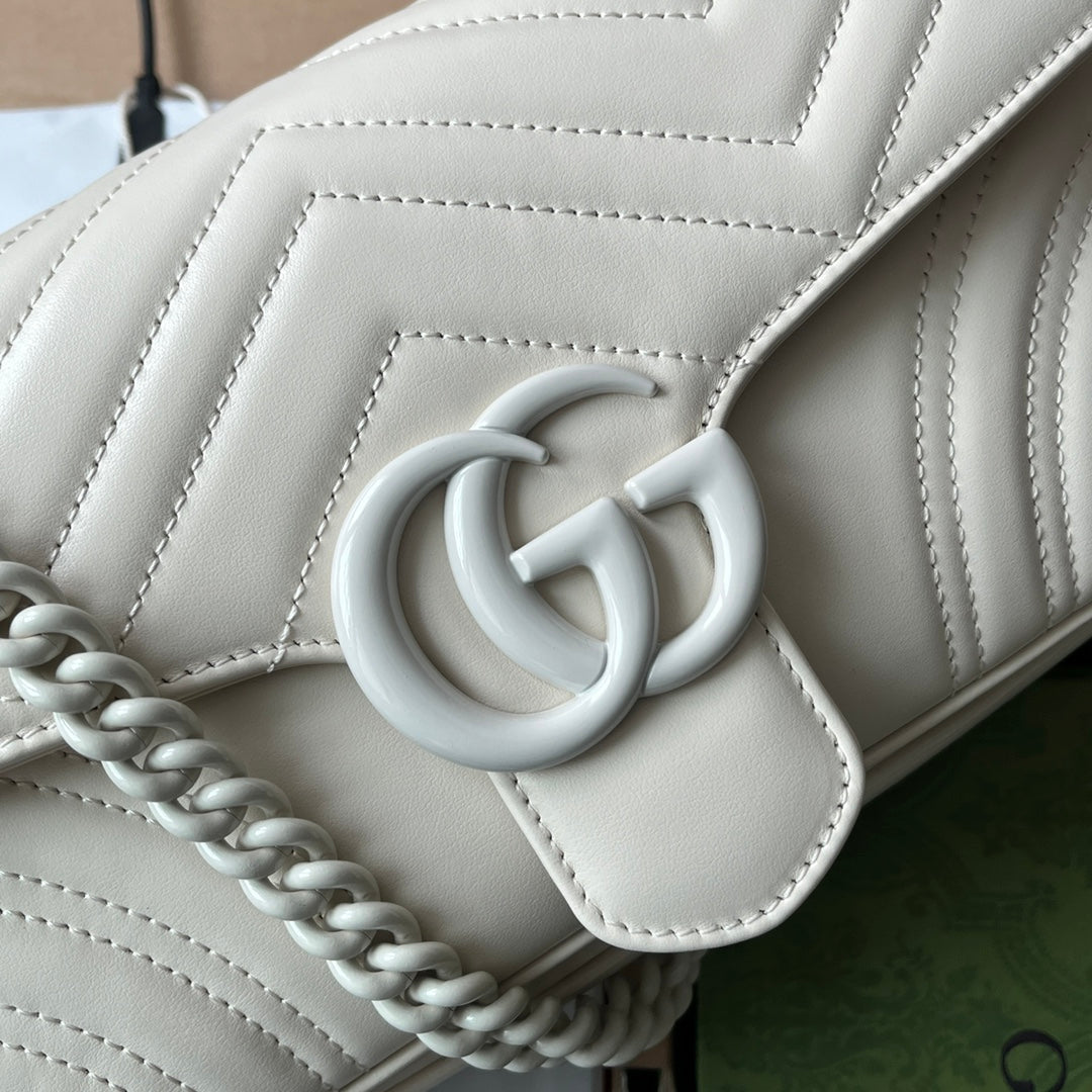 gg marmont 26cm all white calfskin