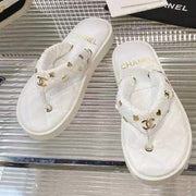 Chanel 2026 Thong Sandals Lambskin Leather Gold-Tone Charm Details 791138