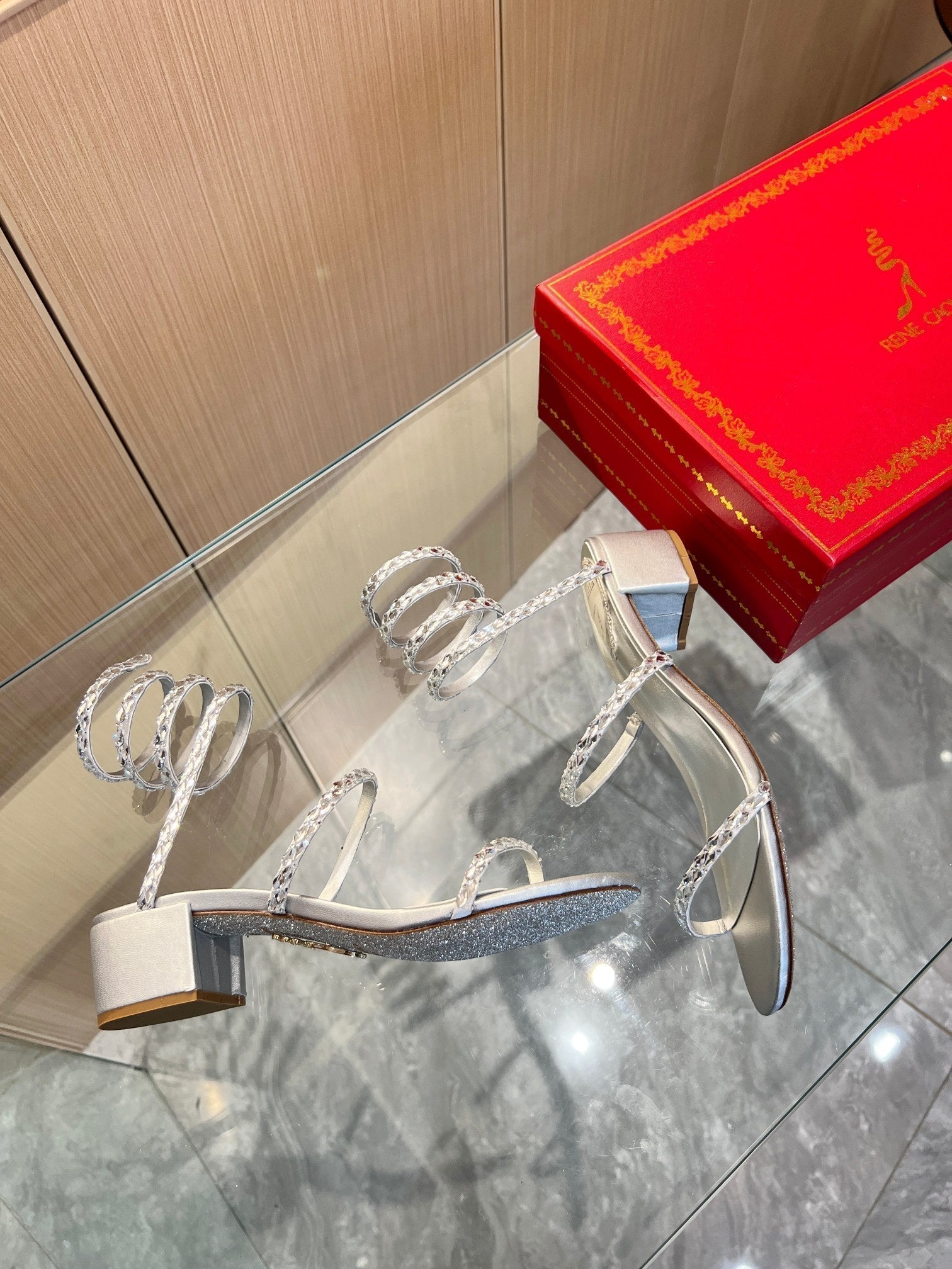 RC Diamond Sandals Sliver Silk Creole Glass Diamond 341984
