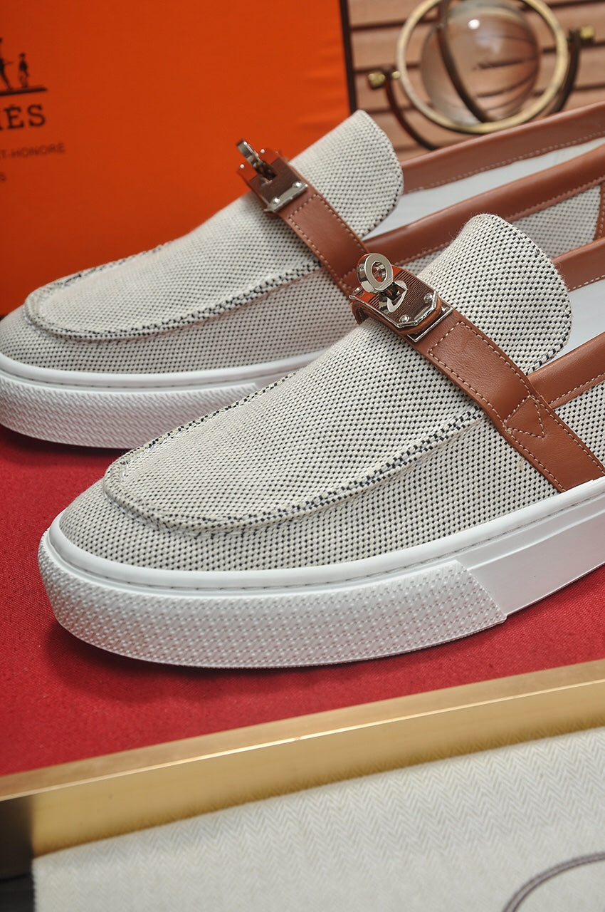 HM GAME SLIP-ON SNEAKER BLACK PLUM AND RUSSET DENIM