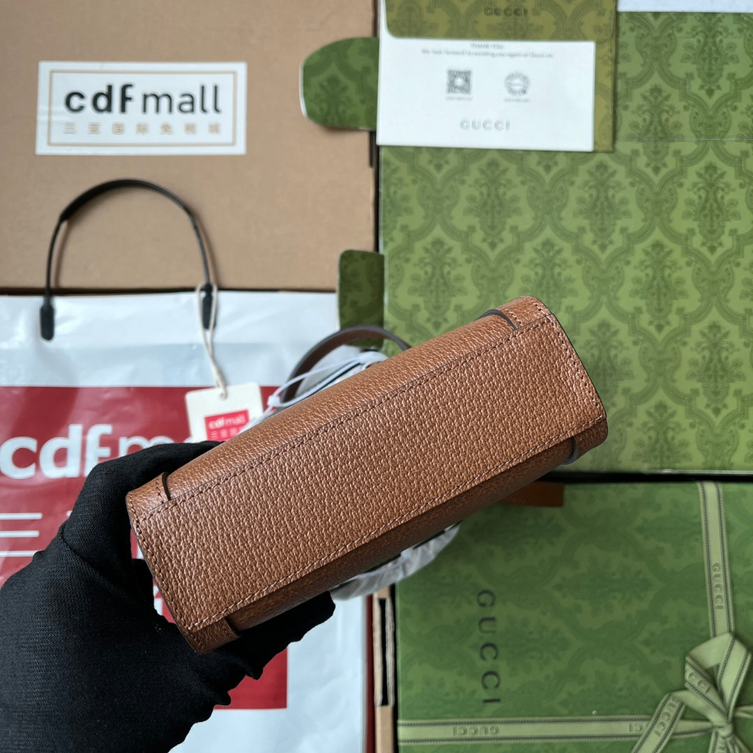 Gucci Diana Bamboo Mini Tote Bag Brown Lambskin 240107