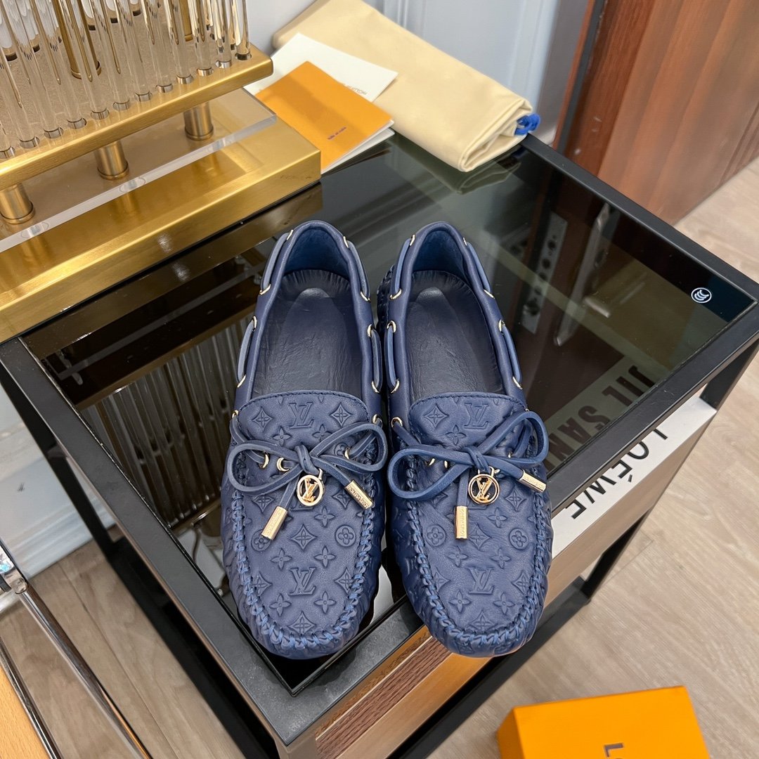 LV GLORIA FLAT LOAFER LOGO STAMPING DARK BLUE