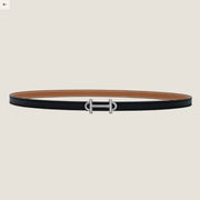 HM GAMMA BUCKLE & REVERSIBLE BRONZE BROWN AND BLACK LEATHER STRAP 13MM SILVER HARDWARE