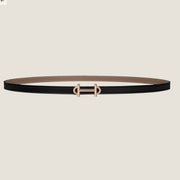 HM GAMMA BUCKLE & REVERSIBLE KHAKI BROWN AND BLACK LEATHER STRAP 13MM COPPER HARDWARE