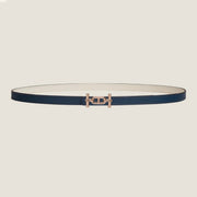 HM ANCRE BUCKLE & REVERSIBLE WHITE AND NAVY BLUE LEATHER STRAP 13MM COPPER HARDWARE