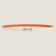 HM ANCRE BUCKLE & REVERSIBLE WHITE AND ORANGE LEATHER STRAP 13MM SILVER HARDWARE