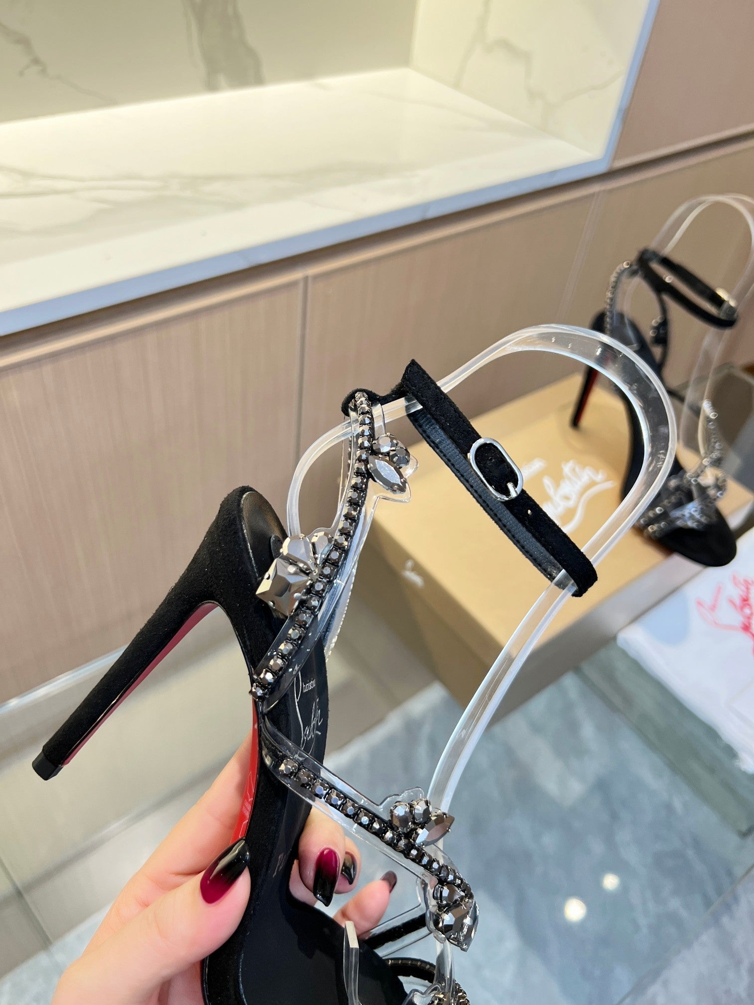 CL Joli Queen Crystal Embellished Sandal Imported PVC and Creo Rhinestones 251029