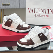 OPEN SKATE SNEAKER IN WHITE MIX PECAN BROWN CALFSKIN