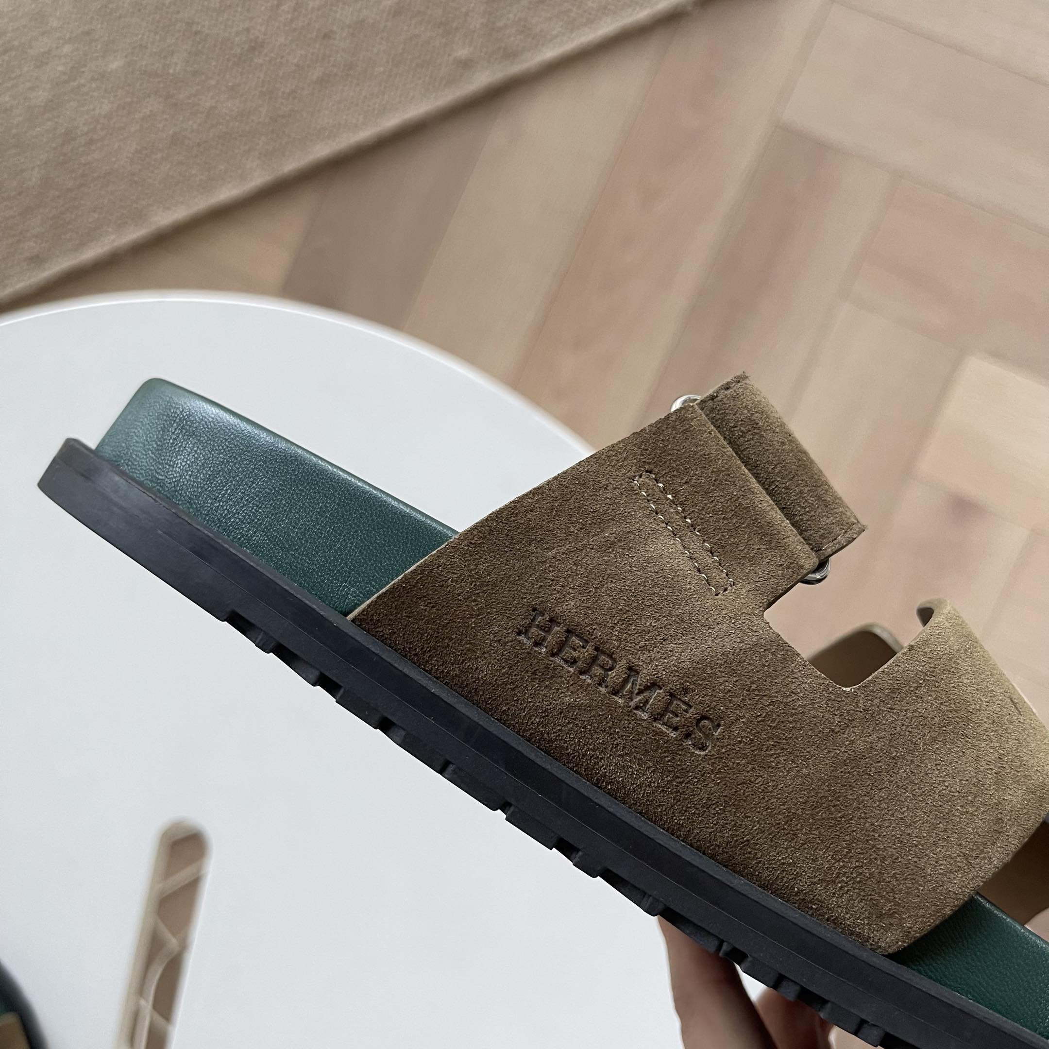 HM Men's Chypre Slide Moss Green Suede 538604