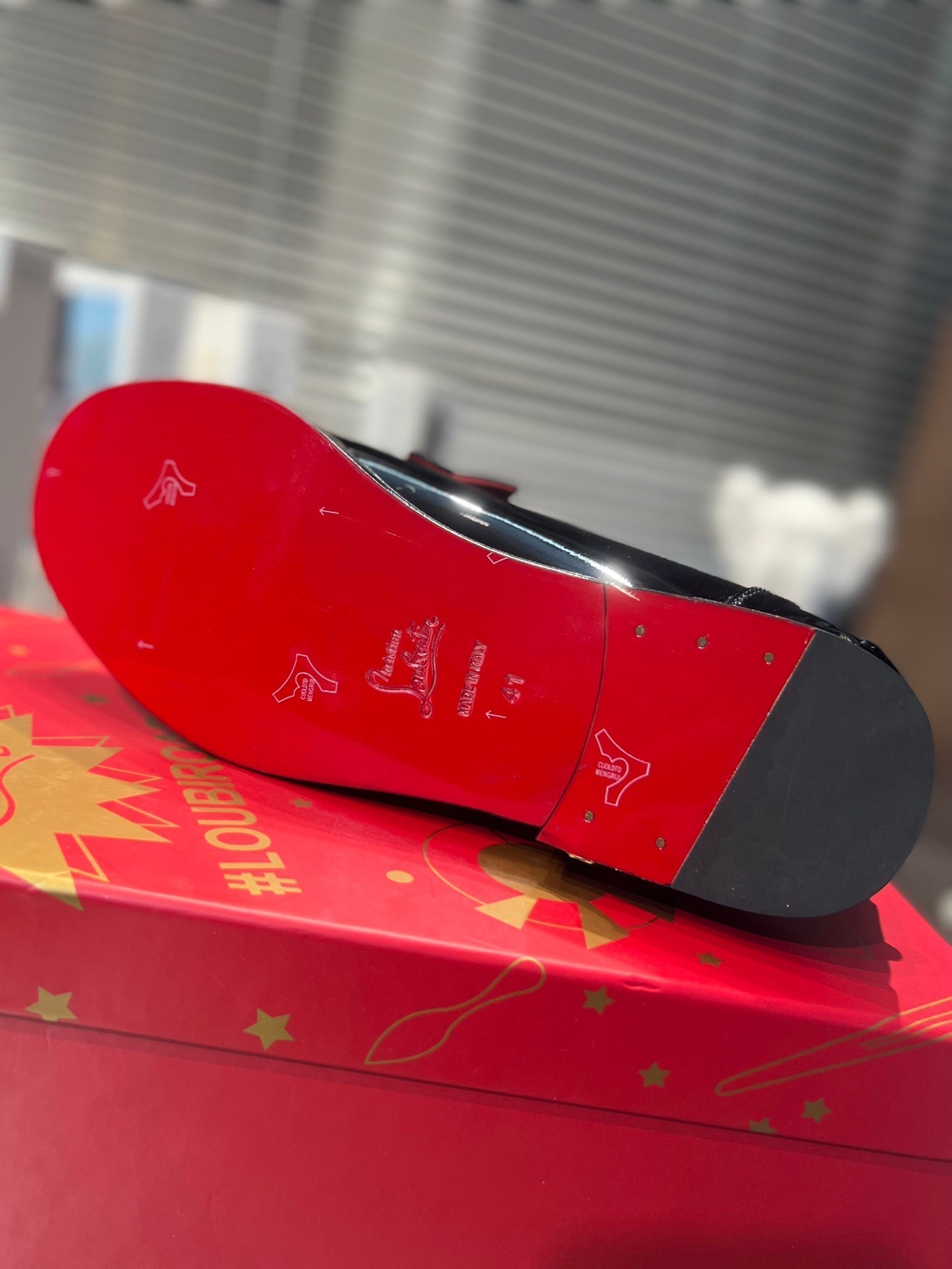 cl mocloon loafer black red patent calfskin