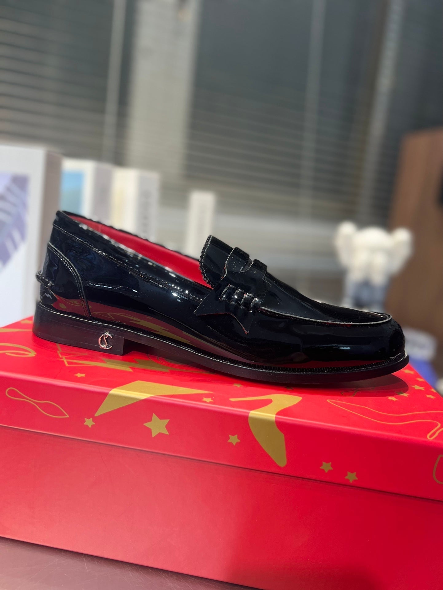 cl mocloon loafer black red patent calfskin