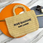 RIVE GAUCHE TOTE BAG 38 IN LIGHT YELLOW RAFFIA